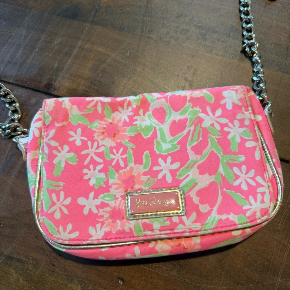 Lilly Pulitzer Pink and Green Floral Crossbody Bag